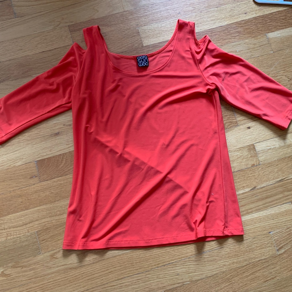 CLARA SUNWOO Red Relaxed Long Sleeve Tee